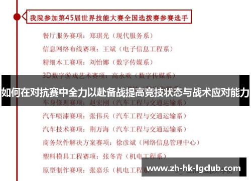 如何在对抗赛中全力以赴备战提高竞技状态与战术应对能力